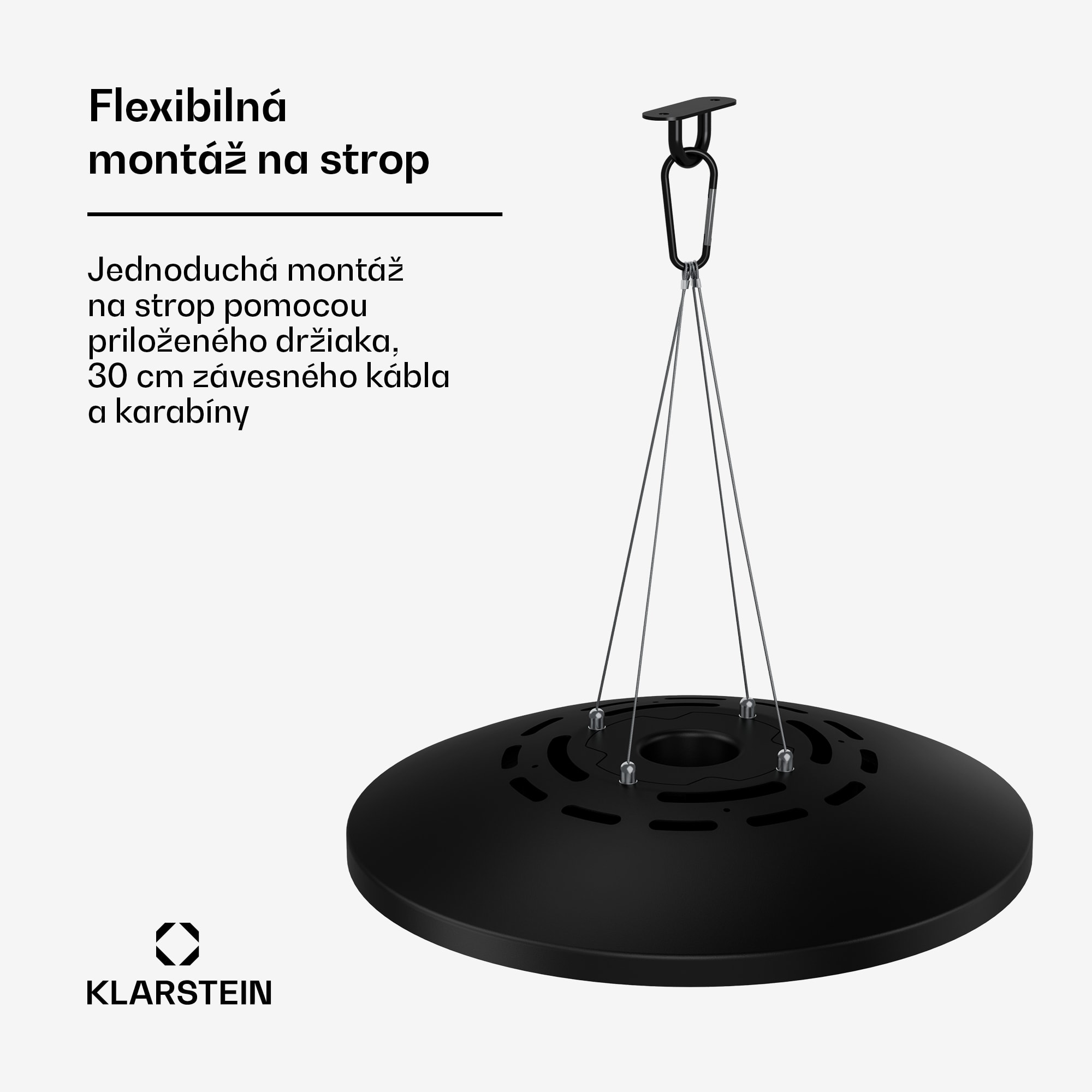 Klarstein LumiHeat infračervený stropný ohrievač | 2000 W | 15 m² | LED svetlo | 42 cm x 42 cm – Obrázok 3