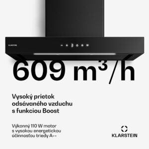 Klarstein Vapura horizontálny nástenný digestor | Ušľachtilý, moderný, výkonný | Energetická trieda A++ | 609 m³/h | 60 cm