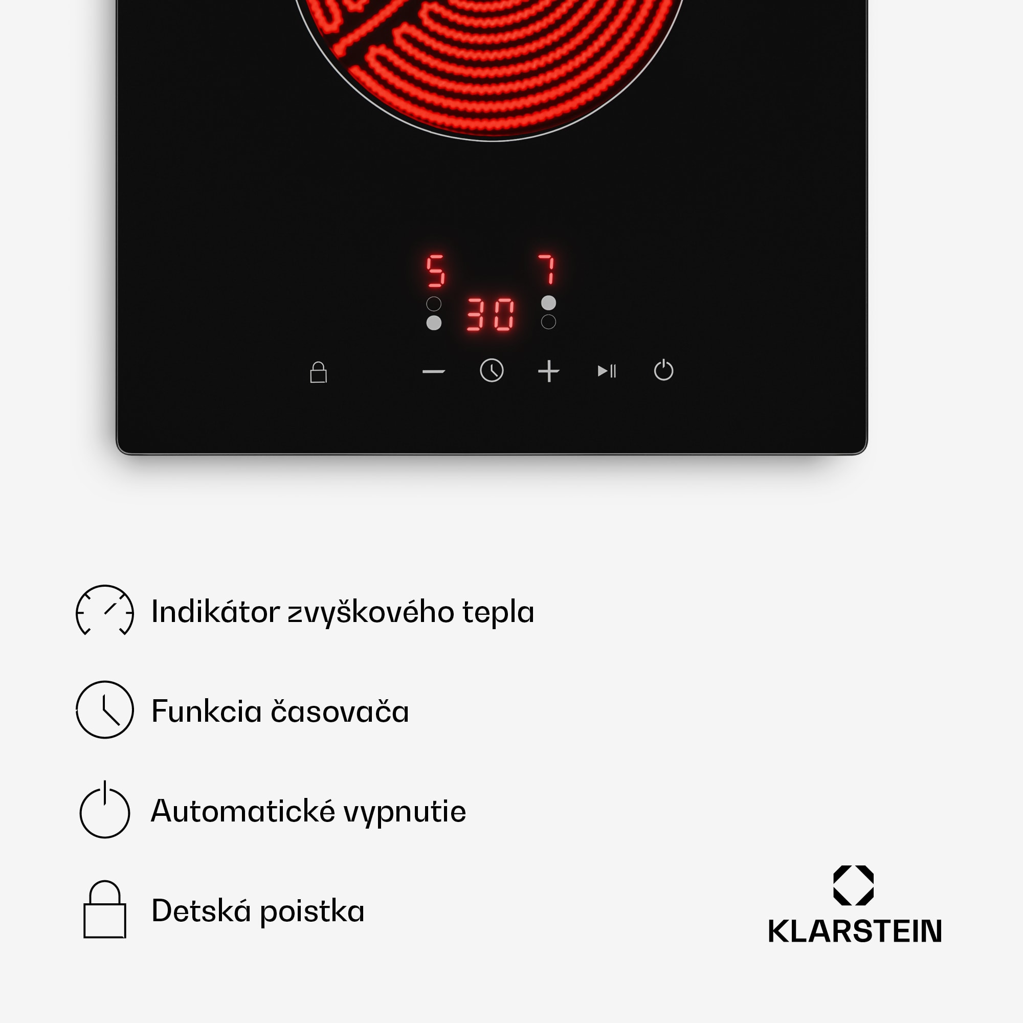 Klarstein Hito sklokeramická varná doska | 2 varné zóny | 3000 W | 9 úrovní výkonu | 30 cm – Obrázok 2