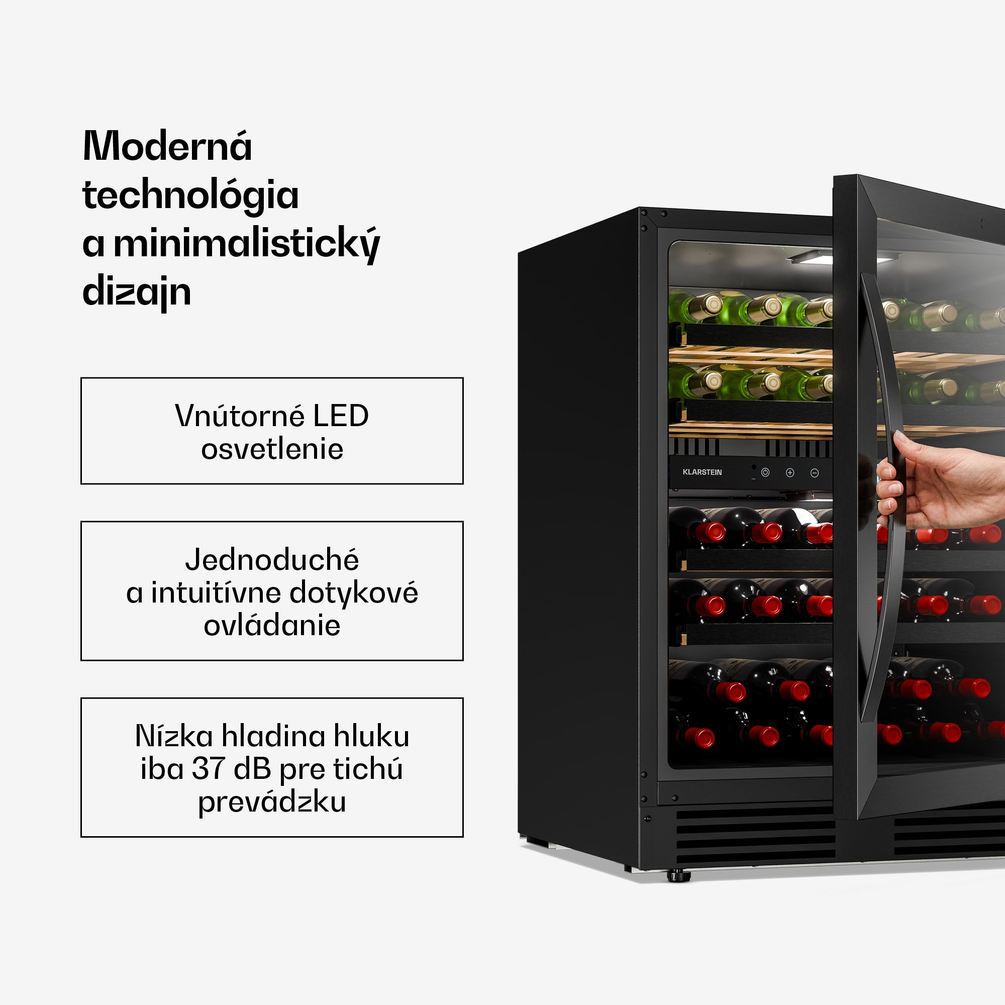 Klarstein VeroSteel podpultová chladnička na víno | 2-zónová | 129 litrov | 43 fliaš | 60 cm – Obrázok 3