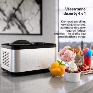Klarstein VeroSteel zmrzlinovač s kompresorom | 1,5 l | 150 W | 4 programy | dotykové ovládanie