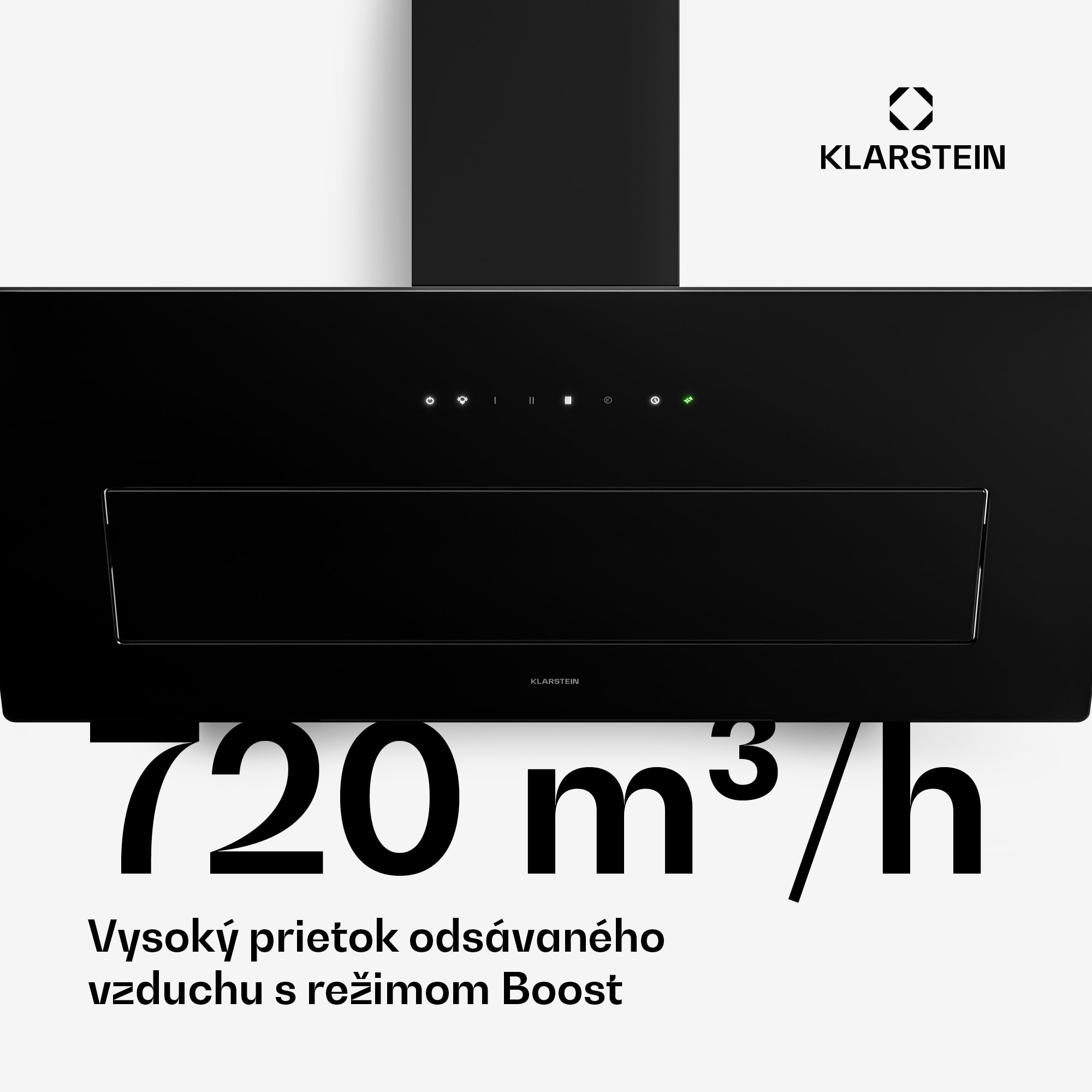 Klarstein SleekAir šikmý digestor | Režimy odsávania a recirkulácie | Ušľachtilý dizajn | 720 m³/h | 90 cm – Obrázok 2